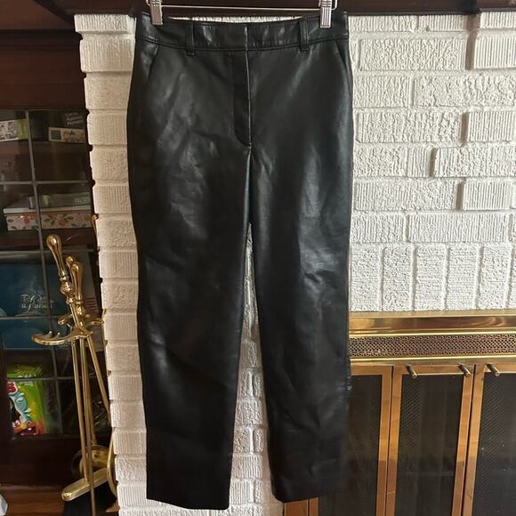 Aritzia Babaton Command Vegan Leather Cropped Pant Black Mid-Rise Pants Size 4 - Picture 3 of 7